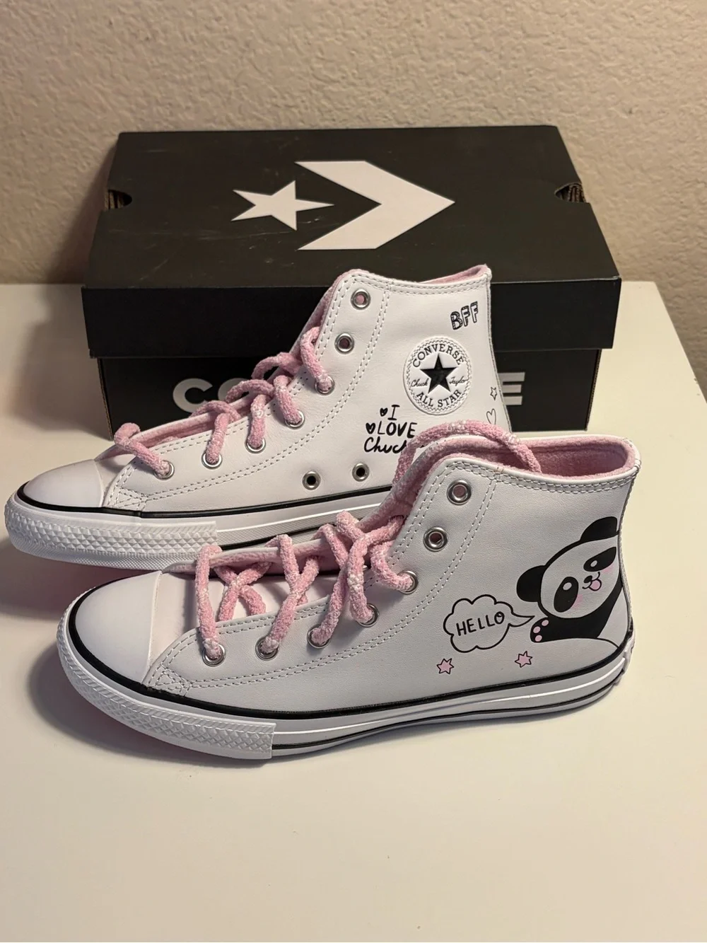 Converse Chuck Taylor All Star High Top Panda Pink Girls Shoes Junior 5 669725C